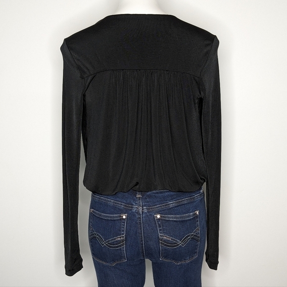 Intimately Free People black v neck long sleeve bodysuit leotard S - Picture 4 of 9